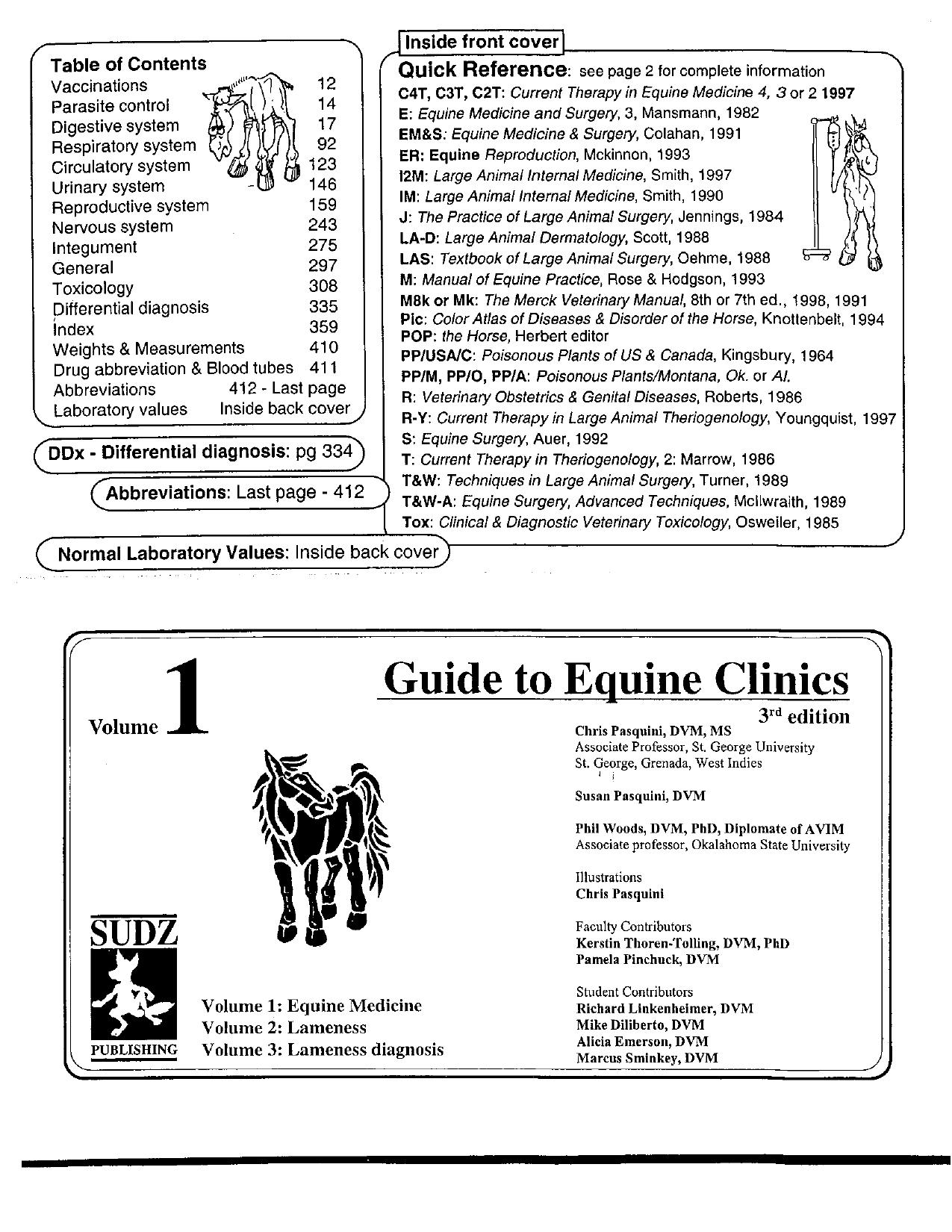 Guide to Equine Clinics, 3rd Edition, Volume 1, Equine Medicine