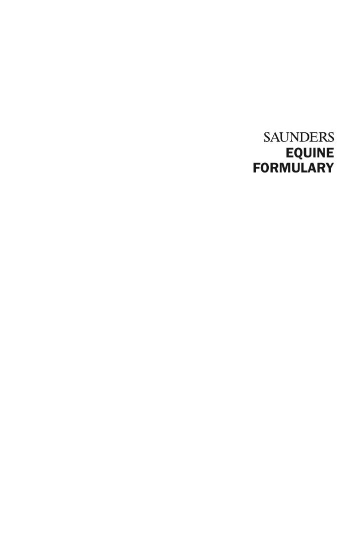 Saunders Equine Formulary 2 edtion