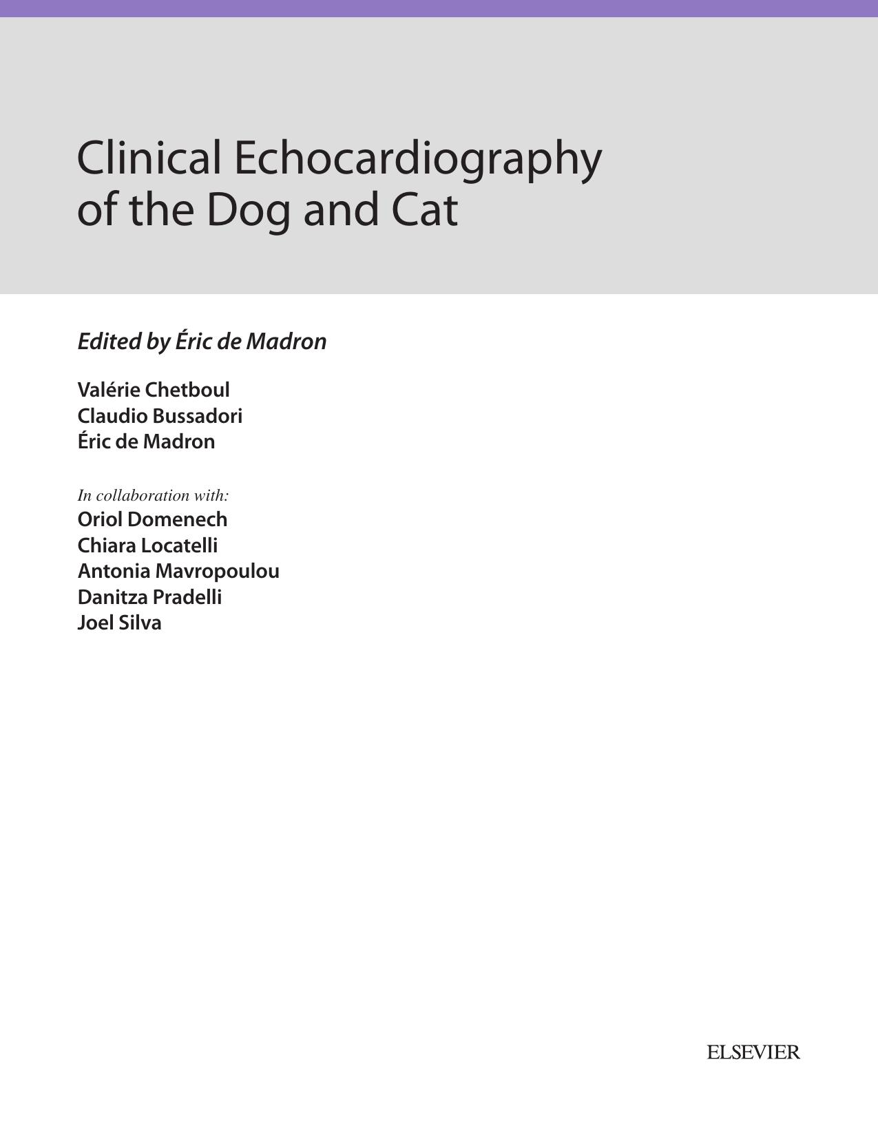 Clinical Echocardiography of the Dog and Cat 1