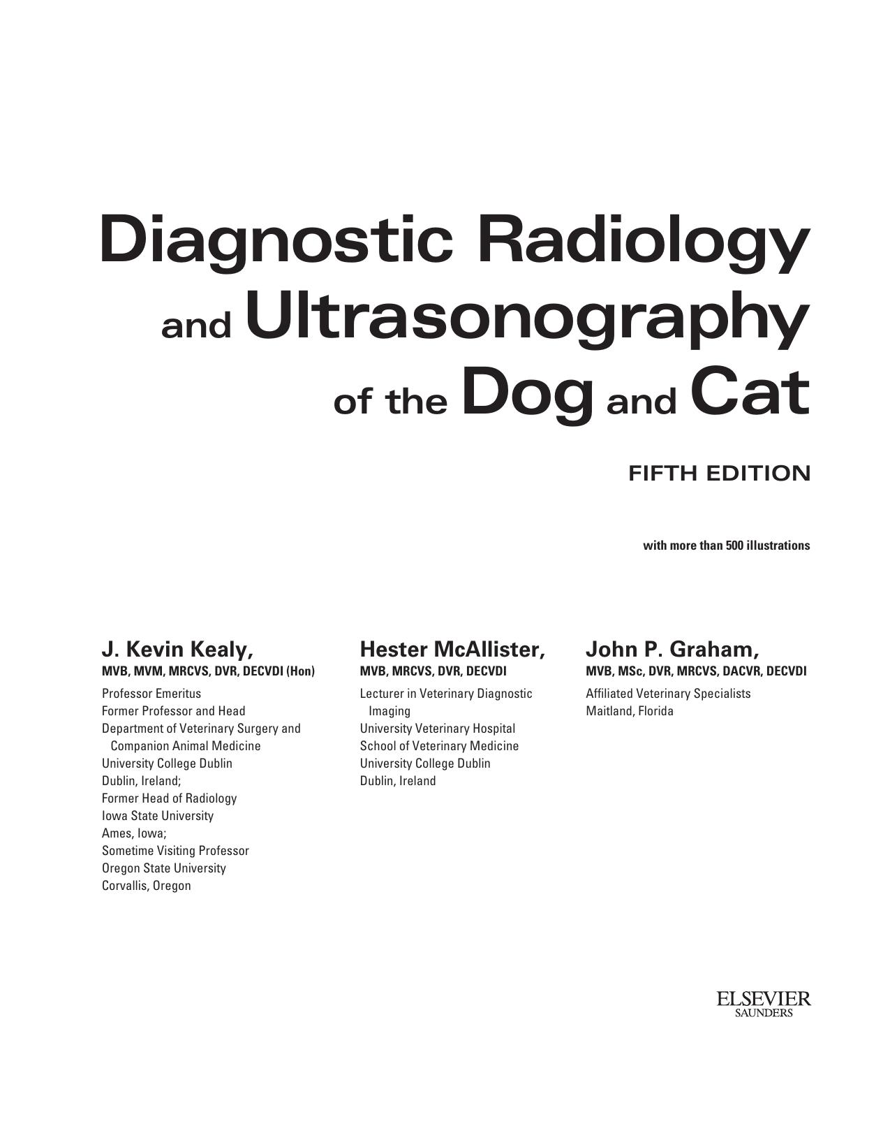 Diagnostic Radiology and Ultrasonography of the Dog and Cat, 5e