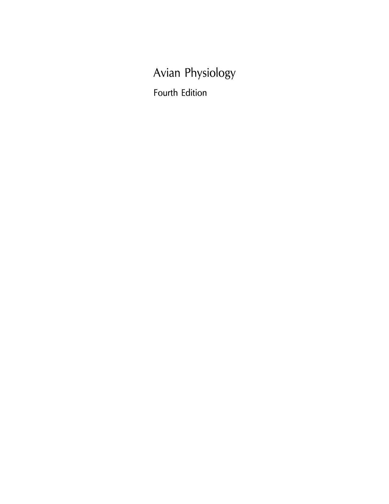 Avian Physiology 4th Edition