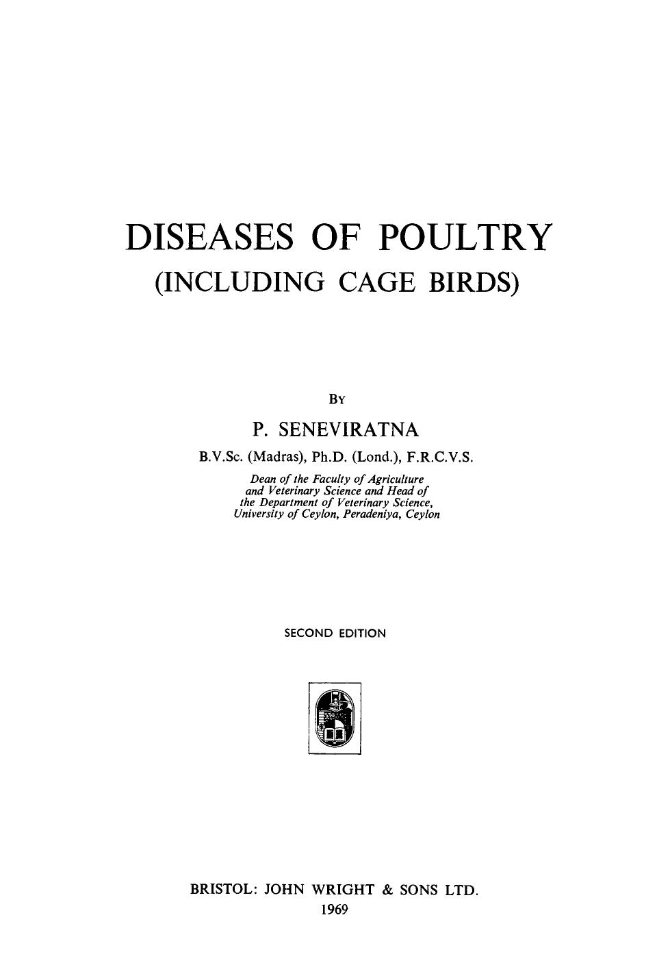 Diseases of Poultry. (Including Cage Birds) 2nd edition